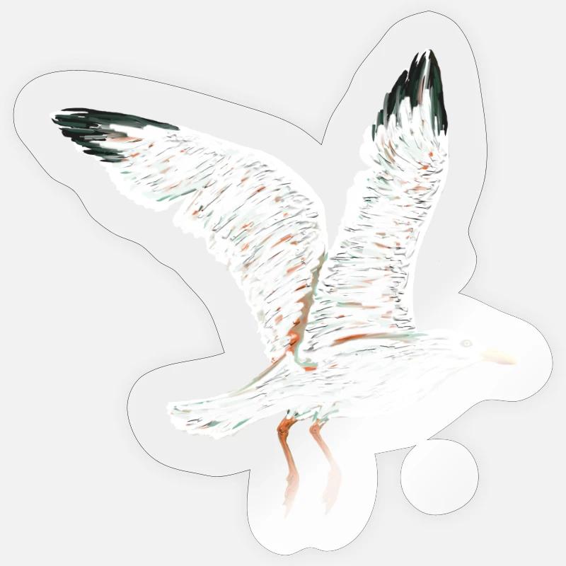 fliegende moewe vogel - Sticker Größe S (10 x 10 cm) - Transparent glänzend
