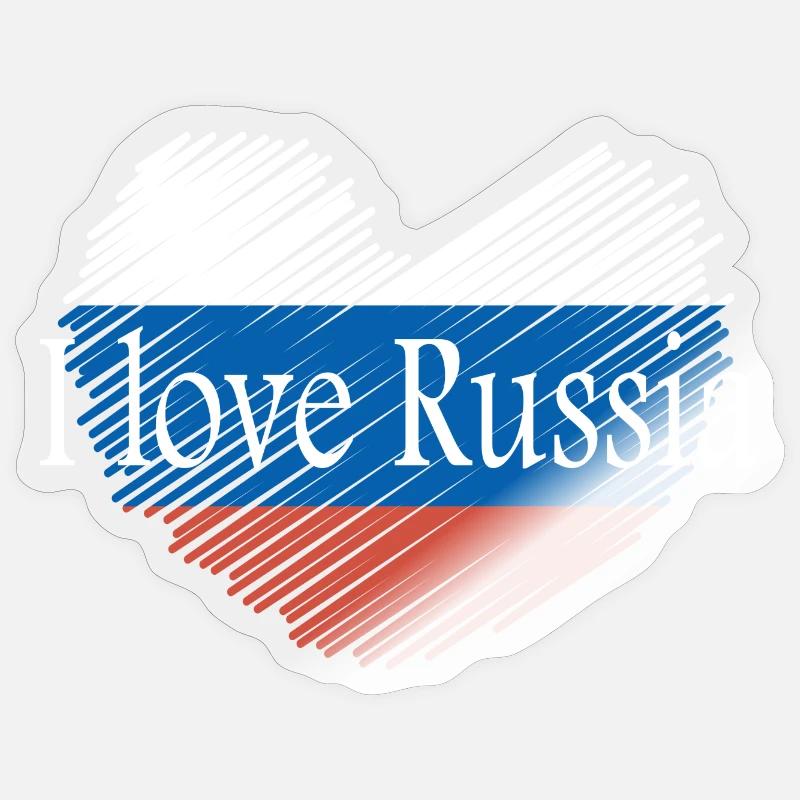 J'aime la russie - Sticker taille S (10 x 10 cm) - brillant transparent