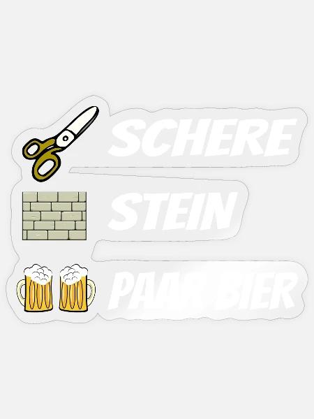 Schere , Stein, Paar Bier - Sticker Größe S (10 x 10 cm) - Transparent glänzend