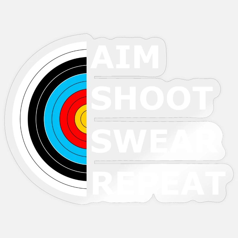 Aim Shoot Swear Repeat - Archery Target Sticker Größe S (10 x 10 cm)