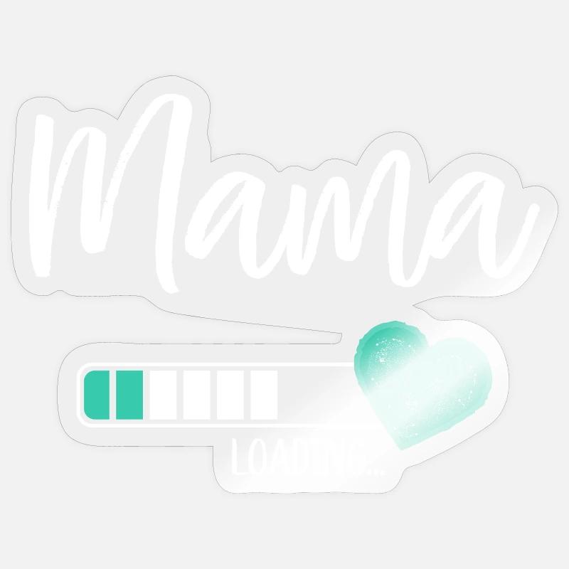 Mama Loading Herz Baby Junge Werdende Mama - Sticker Größe S (10 x 10 cm) - Transparent glänzend