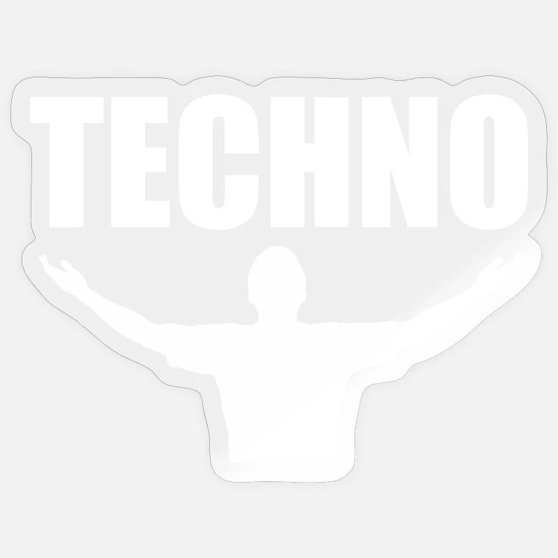 Techno - Sticker Größe S (10 x 10 cm) - Transparent glänzend