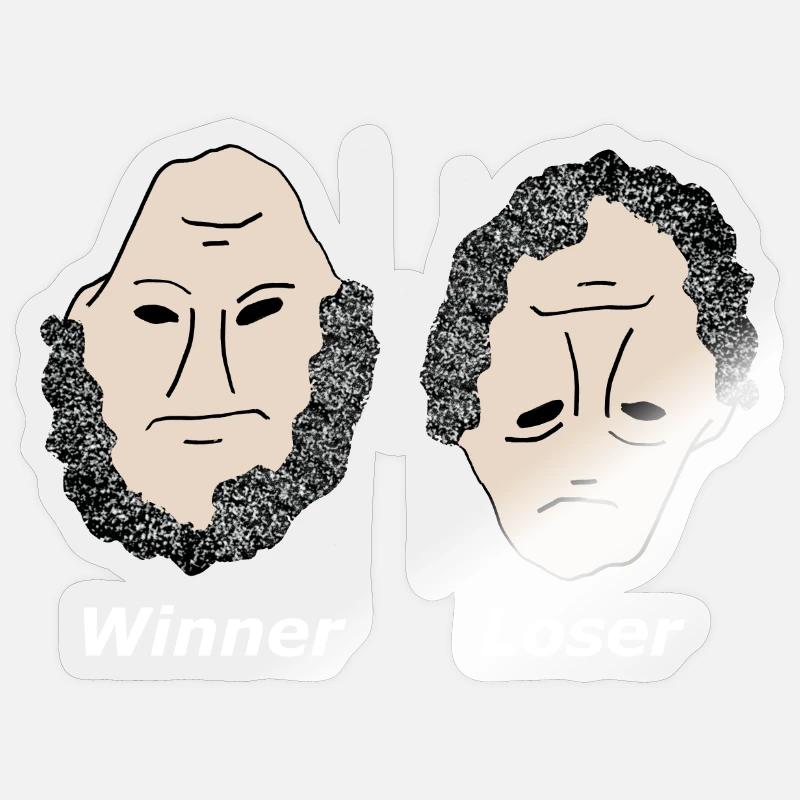 Winner Loser white - Sticker size S (10 x 10 cm) - transparent glossy