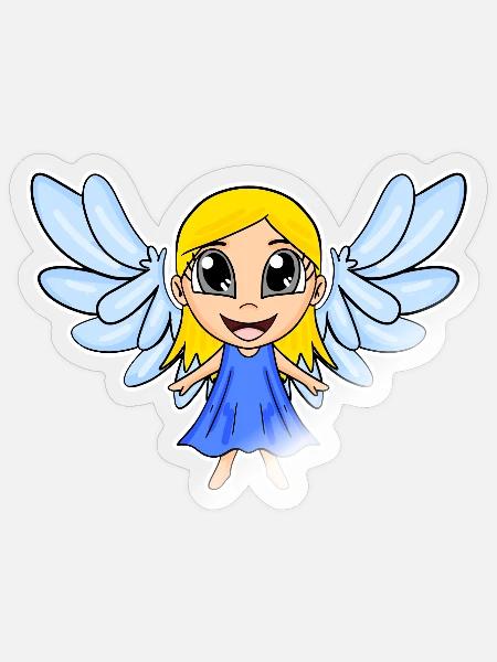 Engel Mädchen Flügel - Sticker Größe S (10 x 10 cm) - Transparent glänzend