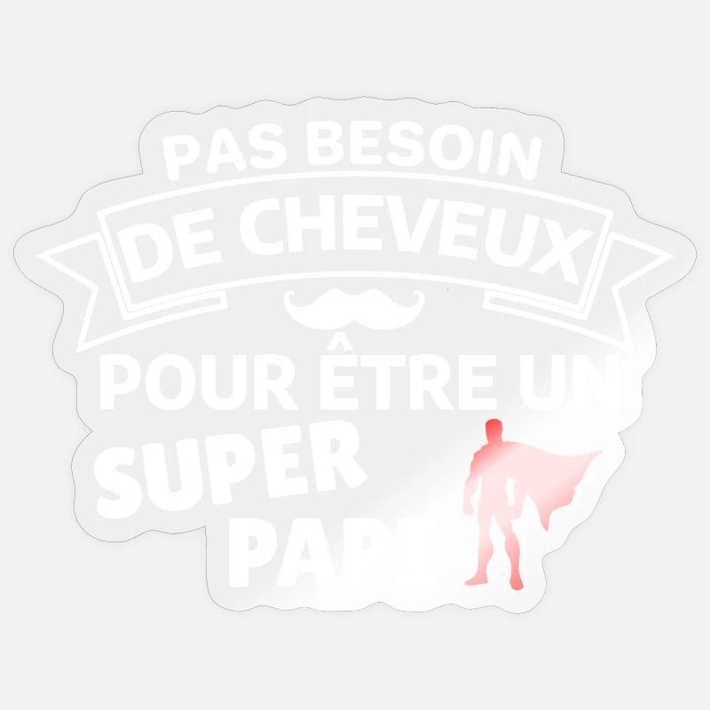 Humour capillaire super héros paternité Sticker taille S (10 x 10 cm)
