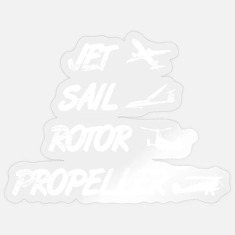Buses d'avion à hélice à rotor de voile - Sticker taille S (10 x 10 cm) - brillant transparent