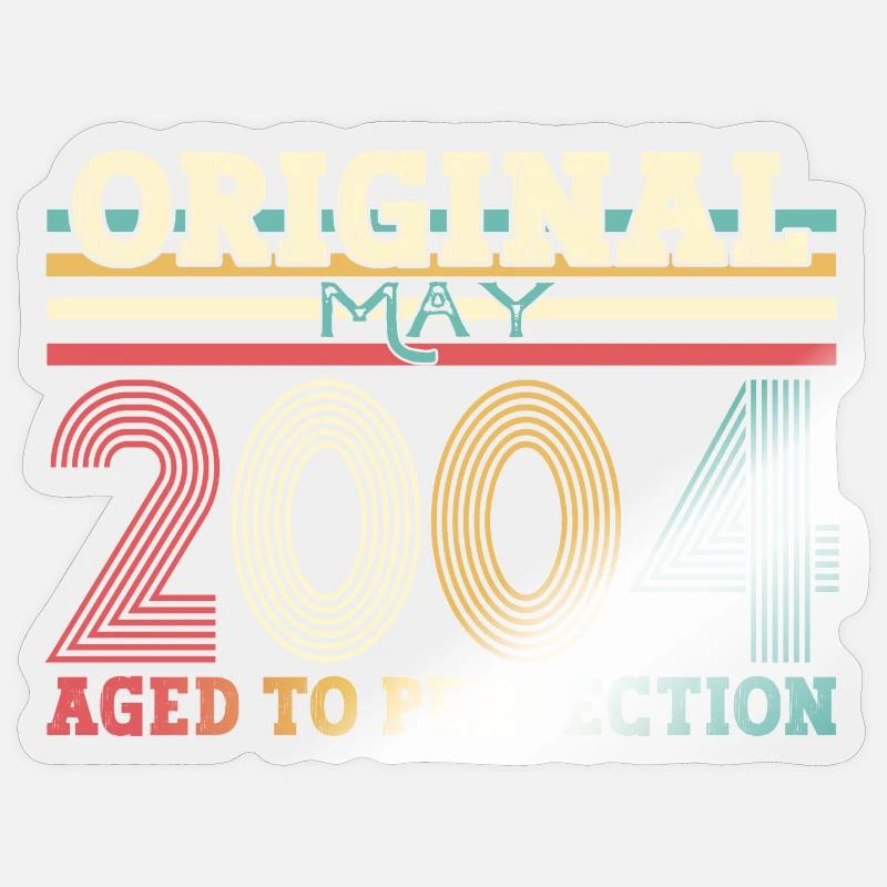 Original Mai 2004 Millésime 2004 Anniversaire 2004 - Sticker taille S (10 x 10 cm) - brillant transparent