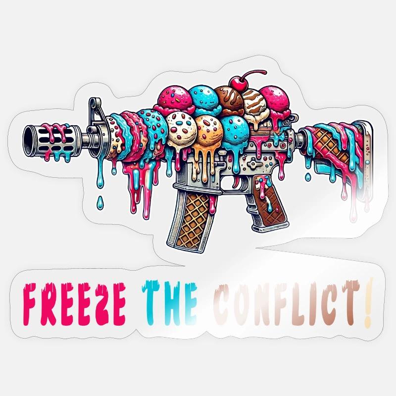 Konflikt eingefrieren Eiscreme Sticker Größe S (10 x 10 cm)