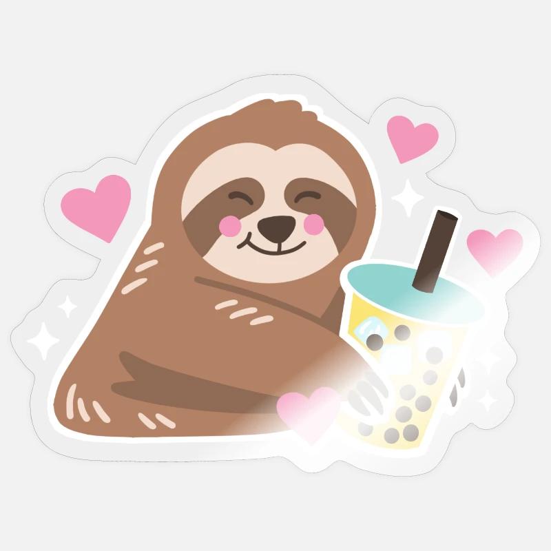 Faultier Boba Bubble Tea Sticker Größe S (10 x 10 cm)