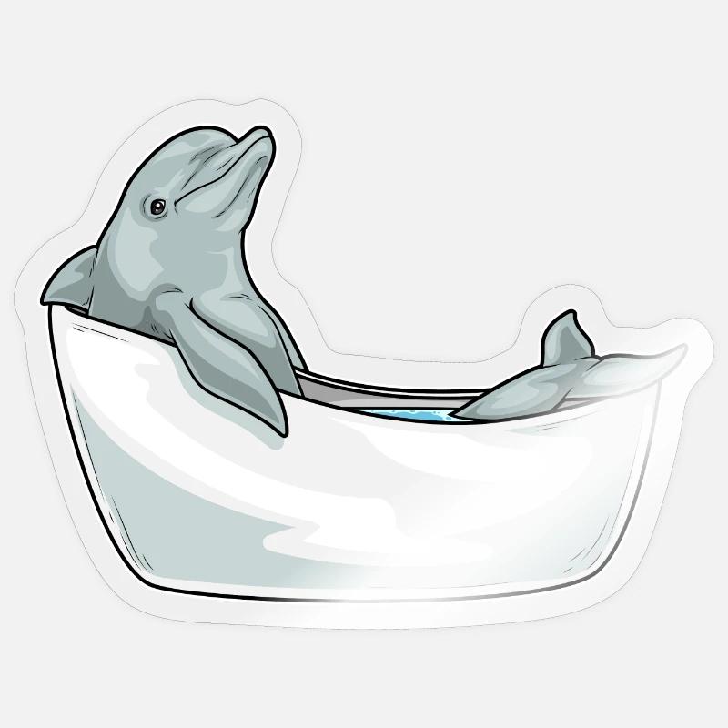 Baignoire Dolphin - Sticker taille S (10 x 10 cm) - brillant transparent