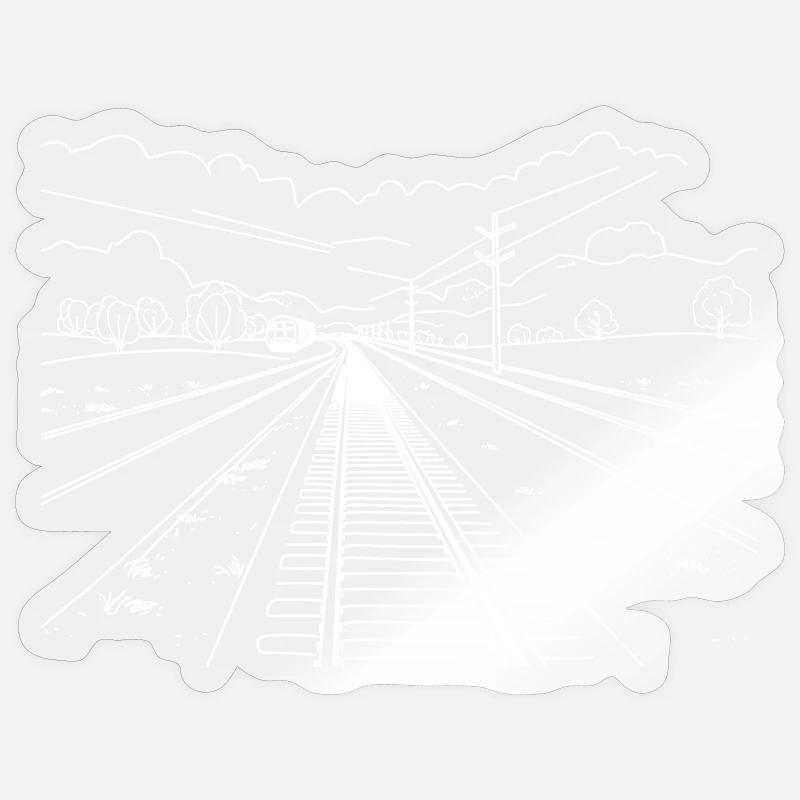 Chemin de fer - Sticker taille S (10 x 10 cm) - brillant transparent