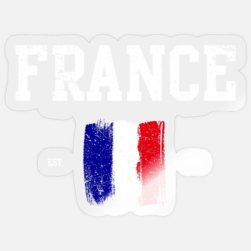 Drapeau français Traits de peinture Design - Sticker taille S (10 x 10 cm) - brillant transparent