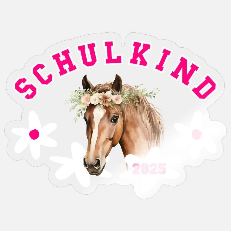 Schulkind 2025 - Pferd - Einschulung Erstklässler - Sticker Größe S (10 x 10 cm) - Transparent glänzend
