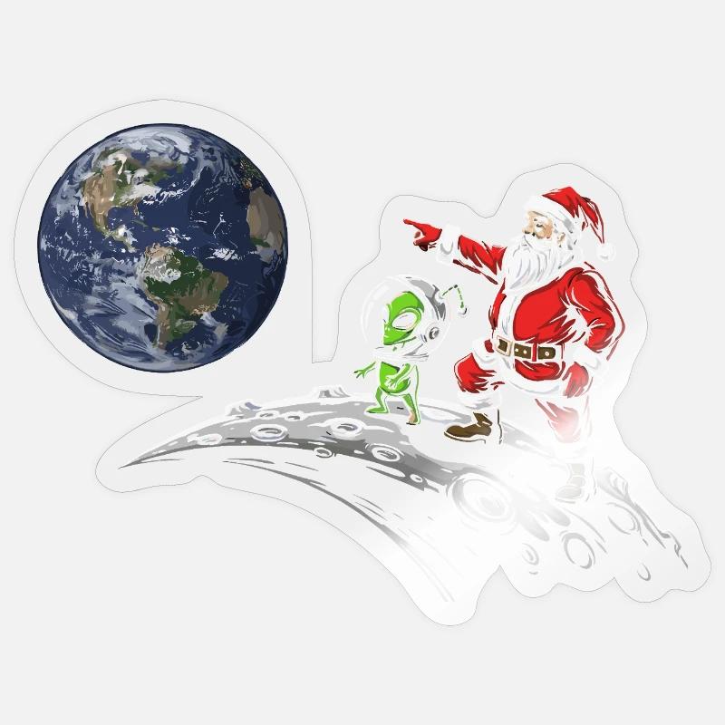 Galactic Christmas Imp on Moon - Sticker size S (10 x 10 cm) - transparent glossy