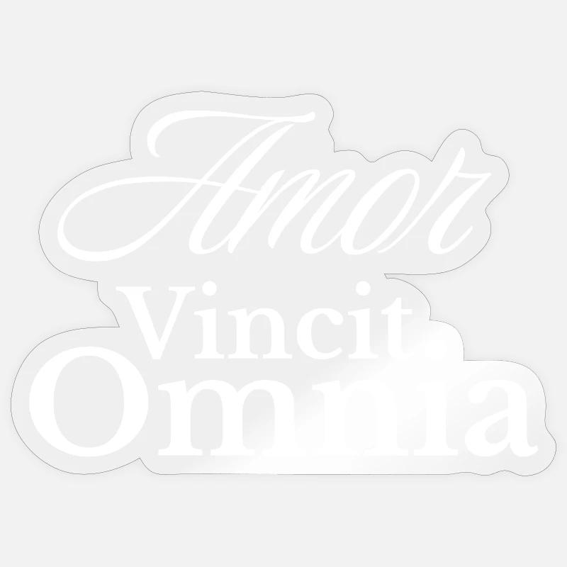 Amor Vincit Omnia Skript - Sticker Größe S (10 x 10 cm) - Transparent glänzend