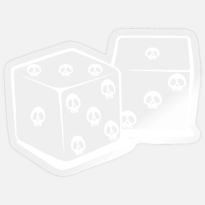 Playing with dice (white) - Sticker size S (10 x 10 cm) - transparent glossy