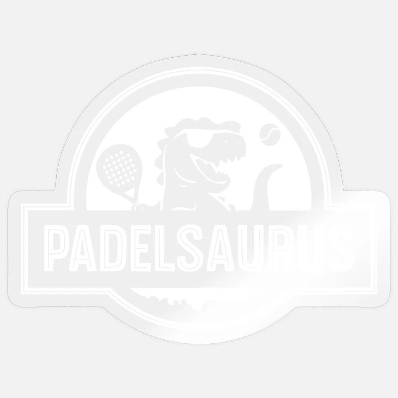 Padelsaurus | Fun padel - Sticker size S (10 x 10 cm) - transparent glossy