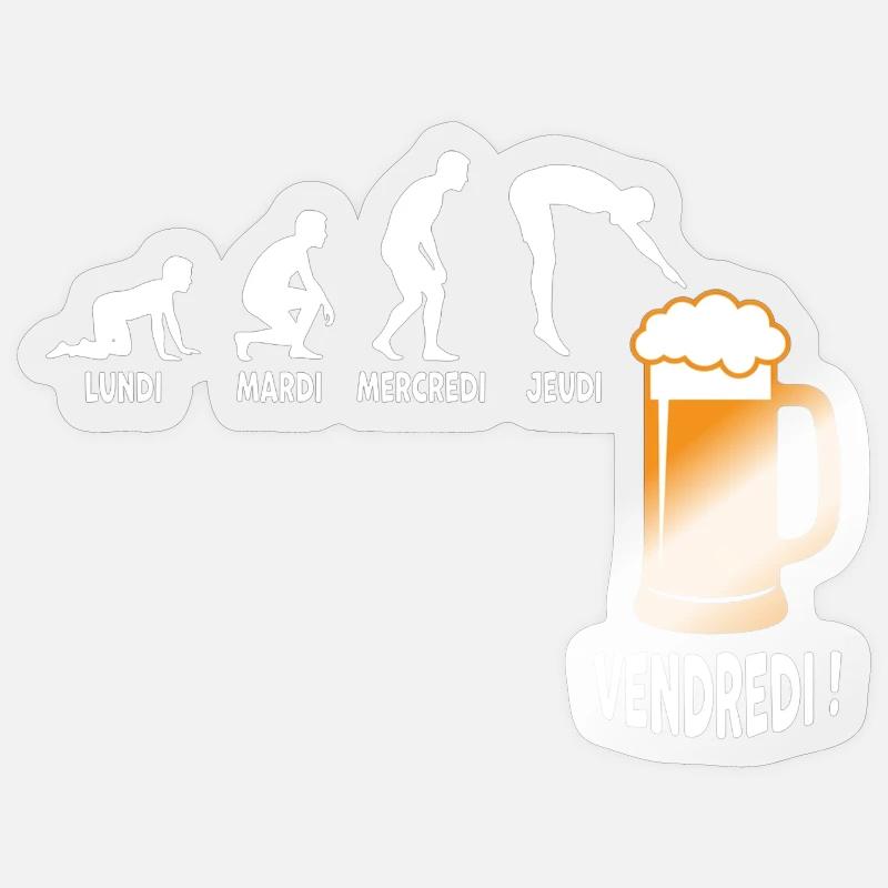 Semaine Travail Vers Vendredi Biere - Sticker taille S (10 x 10 cm) - brillant transparent