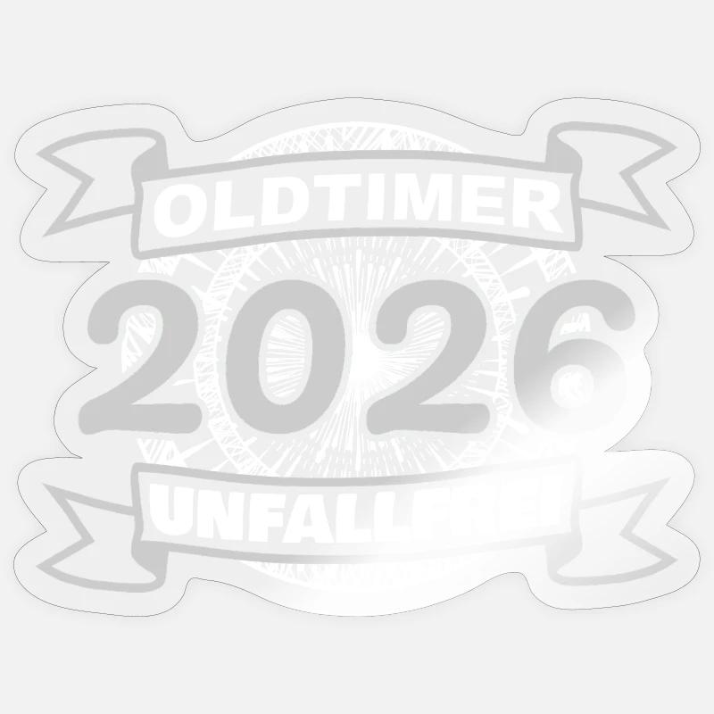 Oldtimer 2026 - Sticker Größe S (10 x 10 cm) - Transparent glänzend