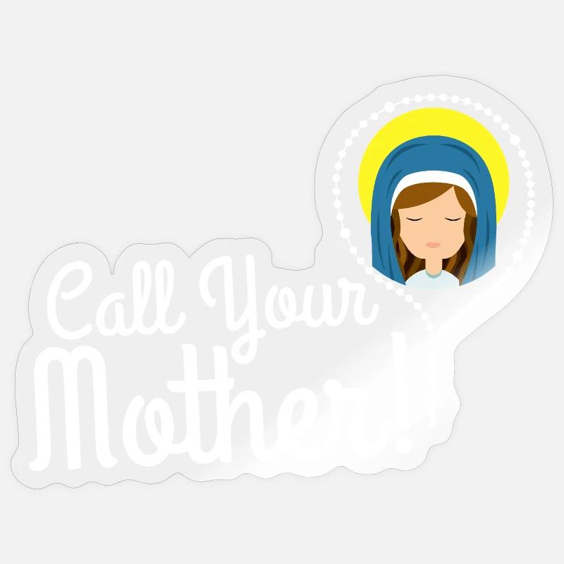 Nenne deine Mutter Illustration Tee - Sticker Größe S (10 x 10 cm) - Transparent glänzend
