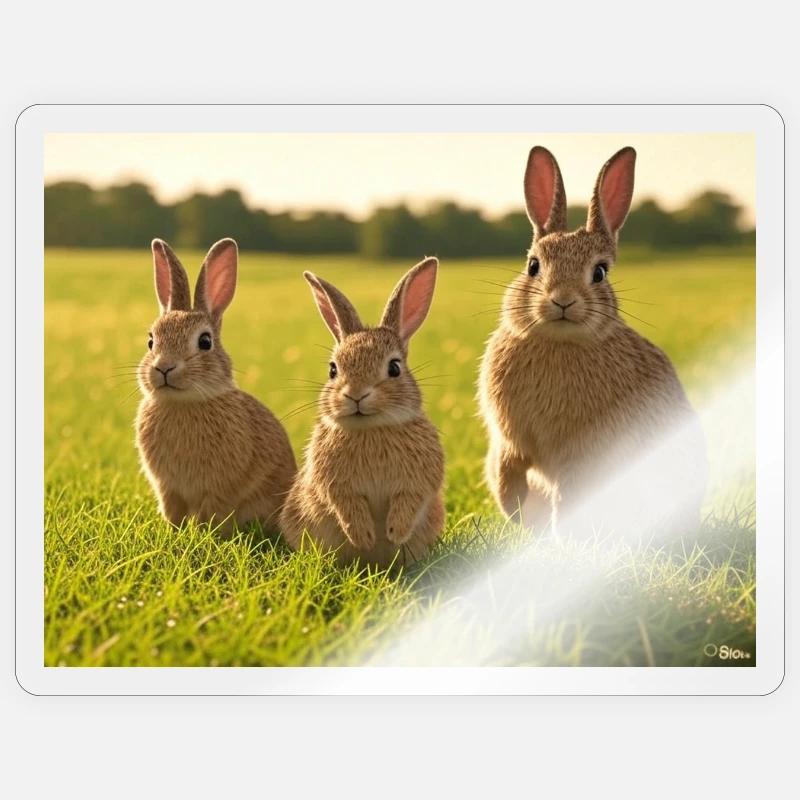 Spring Bunny Trio - Sticker size S (10 x 10 cm) - transparent glossy