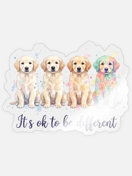 Wasserfarbenhunde – Anders Sein - Sticker Größe S (10 x 10 cm) - Transparent glänzend