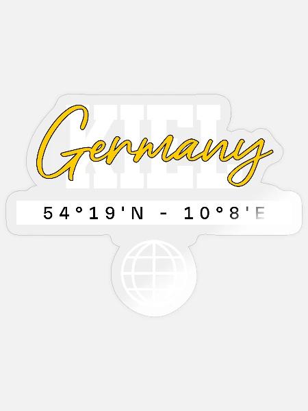 Kiel Deutschland Koordinaten Reise Souvenir - Sticker Größe S (10 x 10 cm) - Transparent glänzend