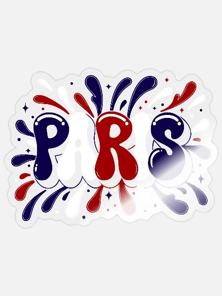 Paris Graffiti & Splash Blue White Red - Sticker Größe S (10 x 10 cm) - Transparent glänzend