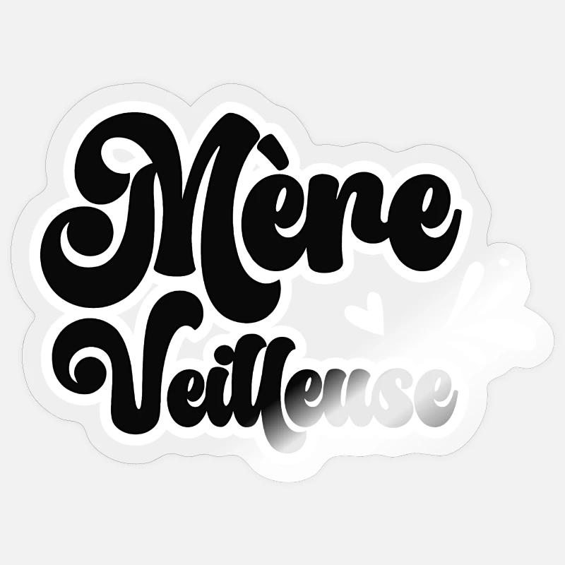 Cadeau Maman Mere Veilleuse Retro - Sticker taille S (10 x 10 cm) - brillant transparent