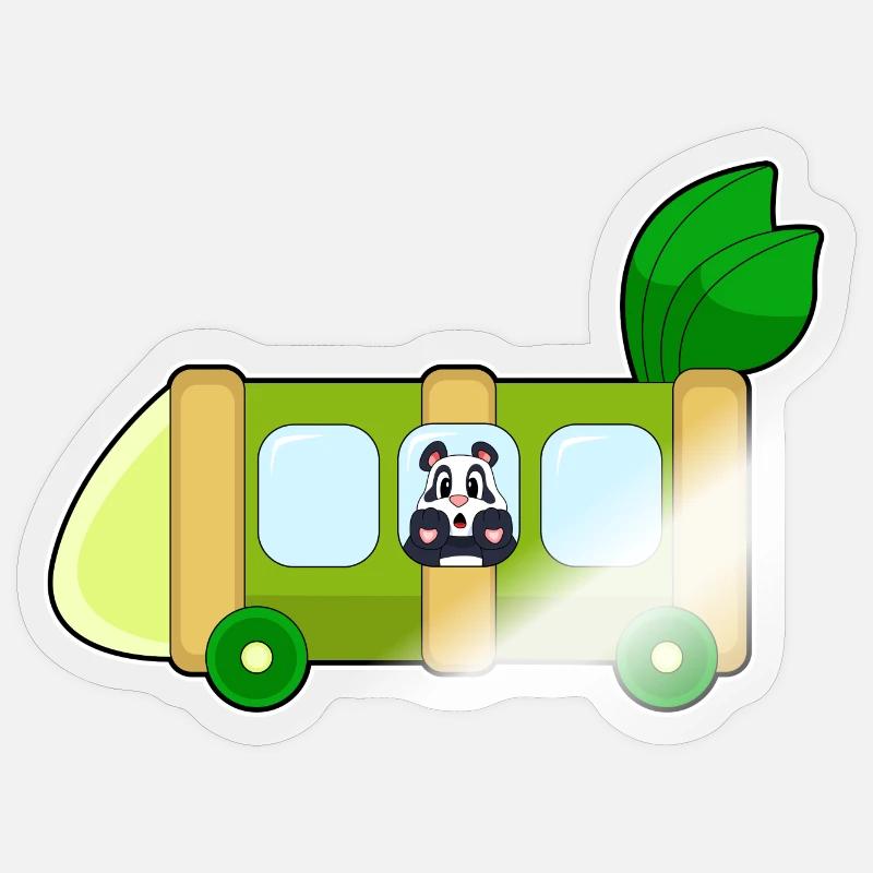 Bus scolaire Panda Bamboo - Sticker taille S (10 x 10 cm) - brillant transparent