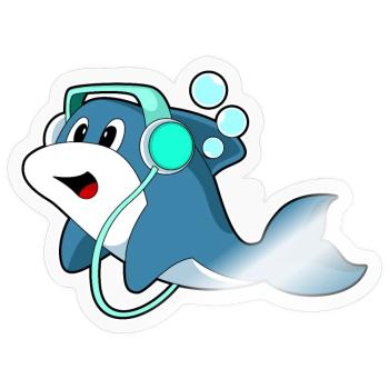 Musique casque Delfin - Sticker taille S (10 x 10 cm) - brillant transparent - Devant