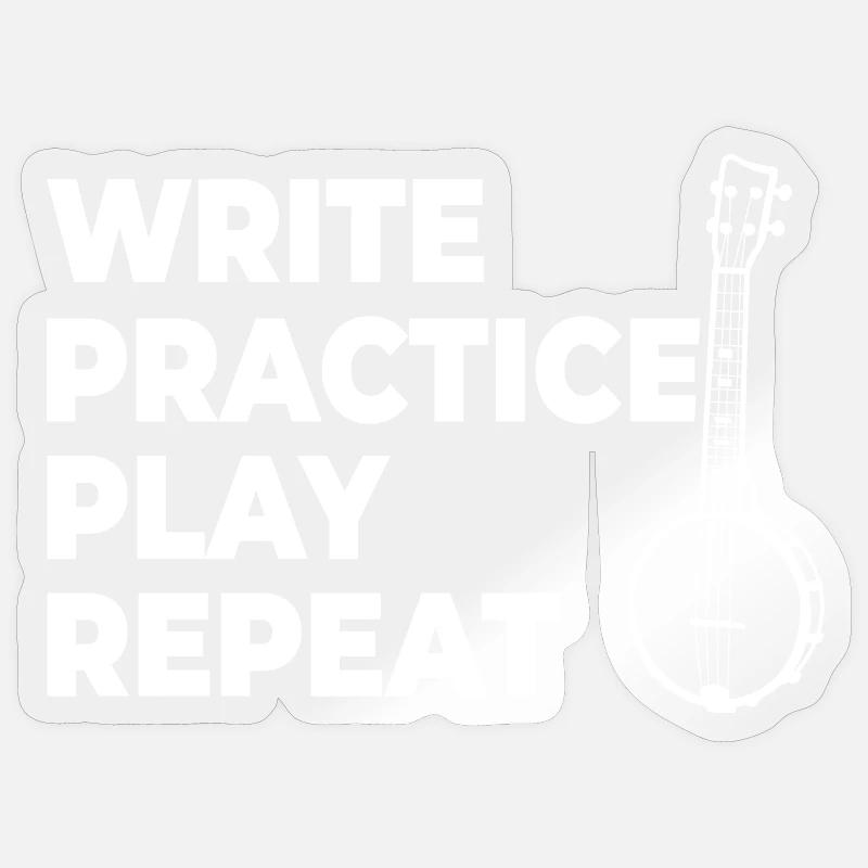 Writing, practicing, playing, repeating - Sticker size S (10 x 10 cm) - transparent glossy