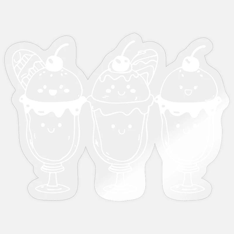 cream sundae comic look - Sticker size S (10 x 10 cm) - transparent glossy