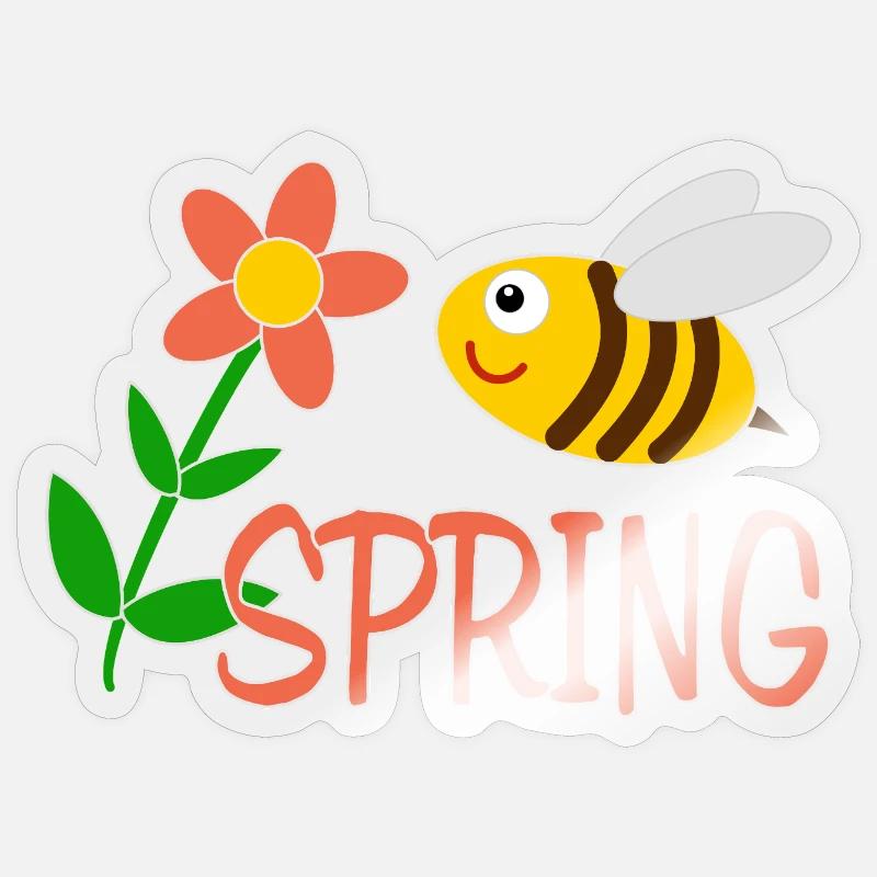 Spring motif with bee - Sticker size S (10 x 10 cm) - transparent glossy