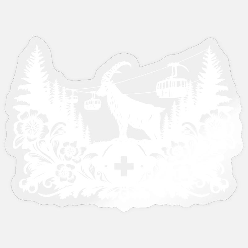 Steinbock_1_white_ Sticker Größe S (10 x 10 cm)