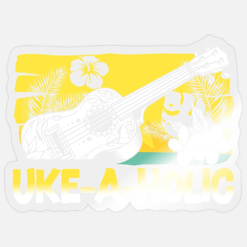 Hawaiian Ukulele Uke Uke-A-Holic - Sticker size S (10 x 10 cm) - transparent glossy
