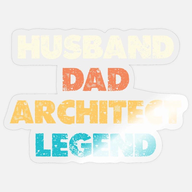 Husband Dad Architect Legend - Sticker size S (10 x 10 cm) - transparent glossy