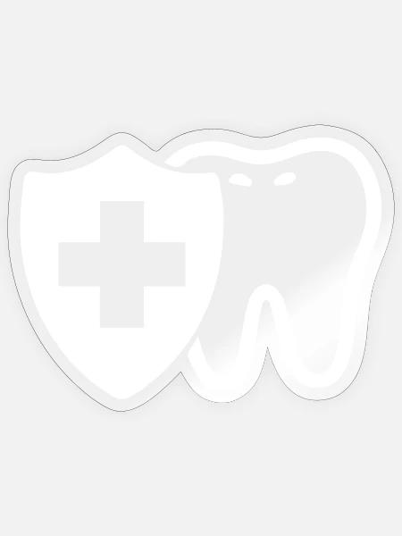 Zahn Schutzschild Symbol Weiß - Sticker Größe S (10 x 10 cm) - Transparent glänzend