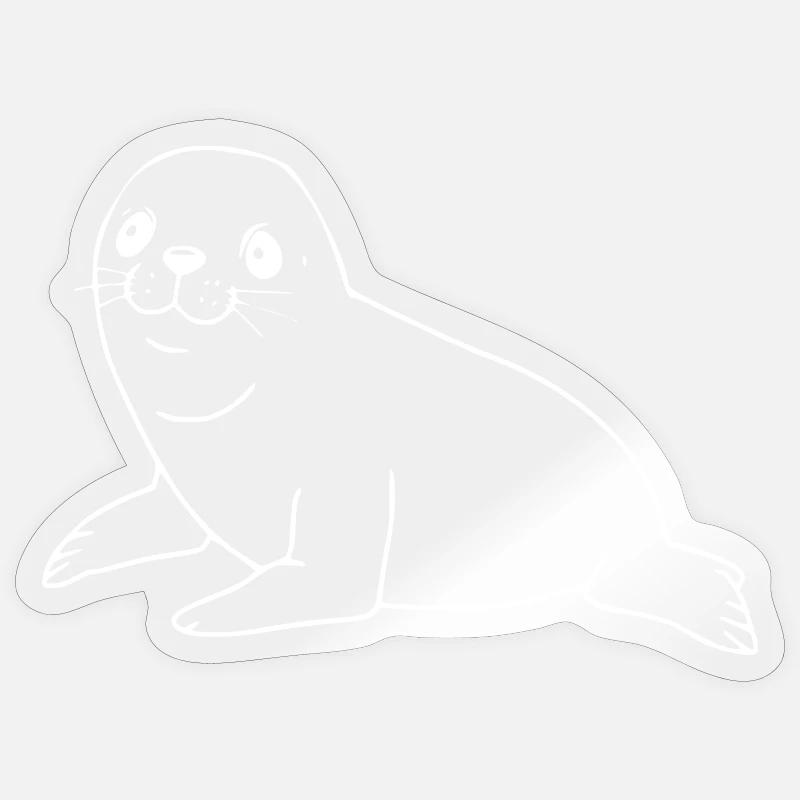 Seal white seal - Sticker size S (10 x 10 cm) - transparent glossy