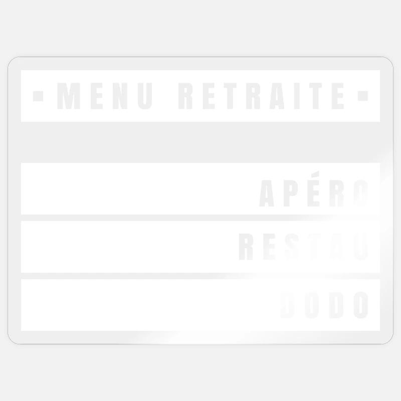 Menu Retraite (bandeau blanc) - Sticker taille S (10 x 10 cm) - brillant transparent