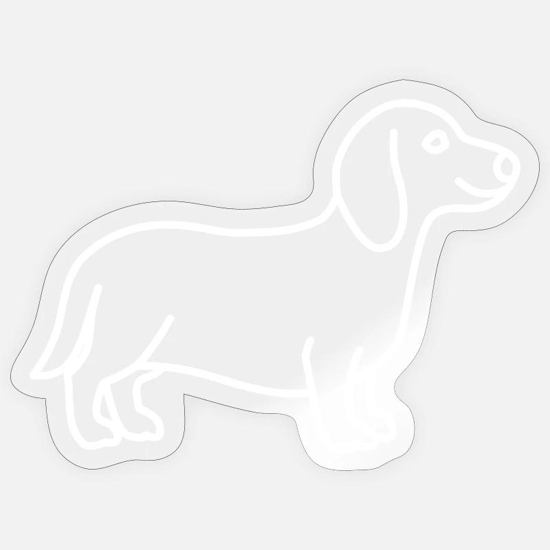 Blanc teckel - Sticker taille S (10 x 10 cm) - brillant transparent