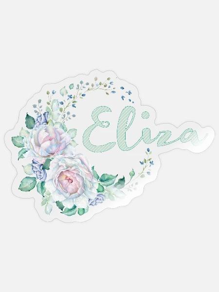 Eliza Blütenkranz Name - Sticker Größe S (10 x 10 cm) - Transparent glänzend