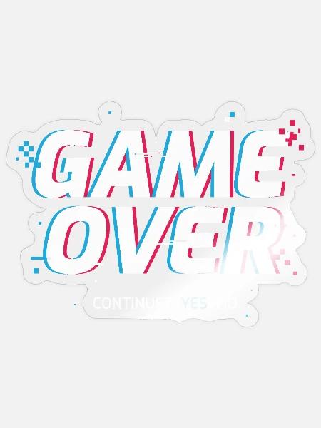 Game Over: Retro Arcade Glitch - Sticker Größe S (10 x 10 cm) - Transparent glänzend