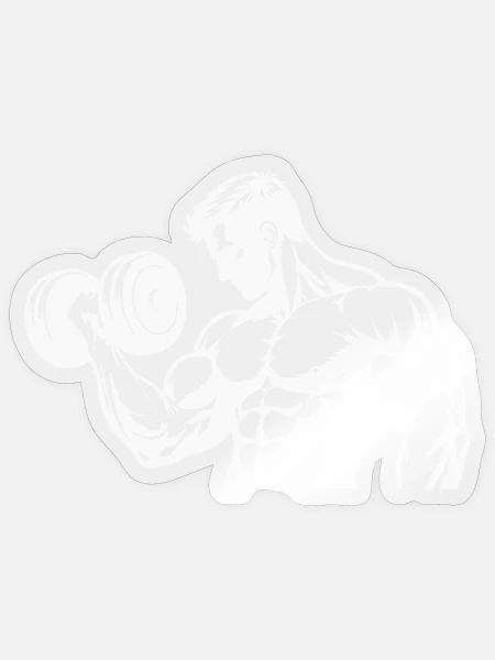 Kraftvolle Muskel-Silhouette beim Hanteltraining - Sticker Größe S (10 x 10 cm) - Transparent glänzend