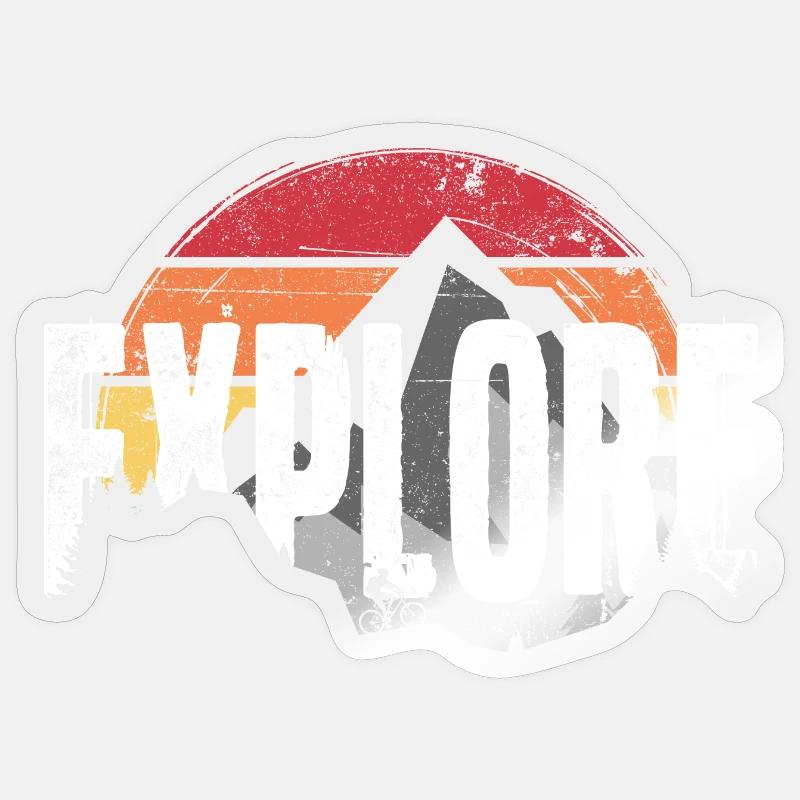 Explore Mountain Sunset Emblem - Sticker size S (10 x 10 cm) - transparent glossy