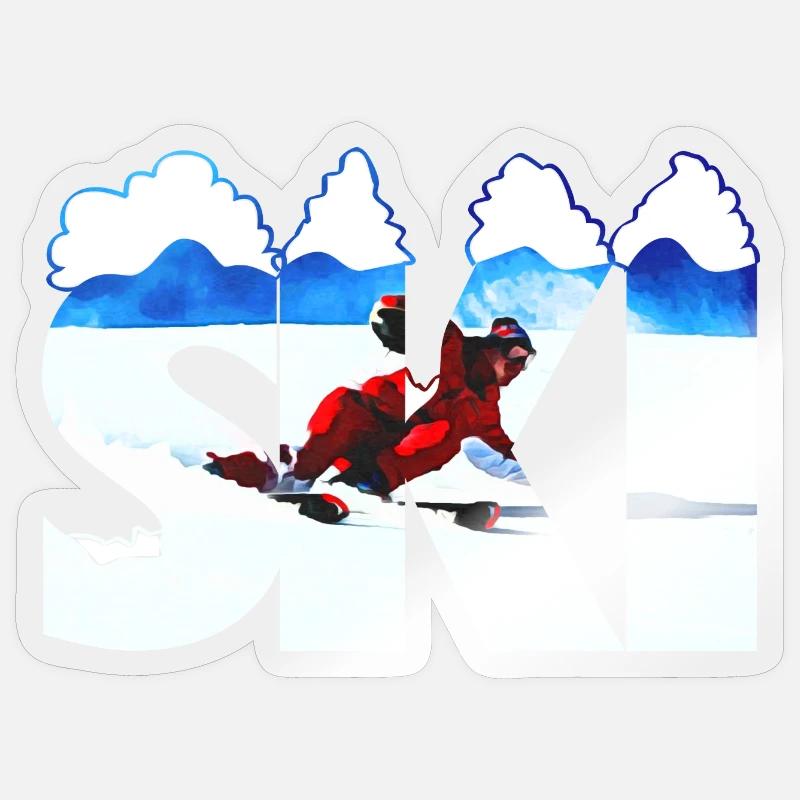 SKI - Sticker taille S (10 x 10 cm) - brillant transparent