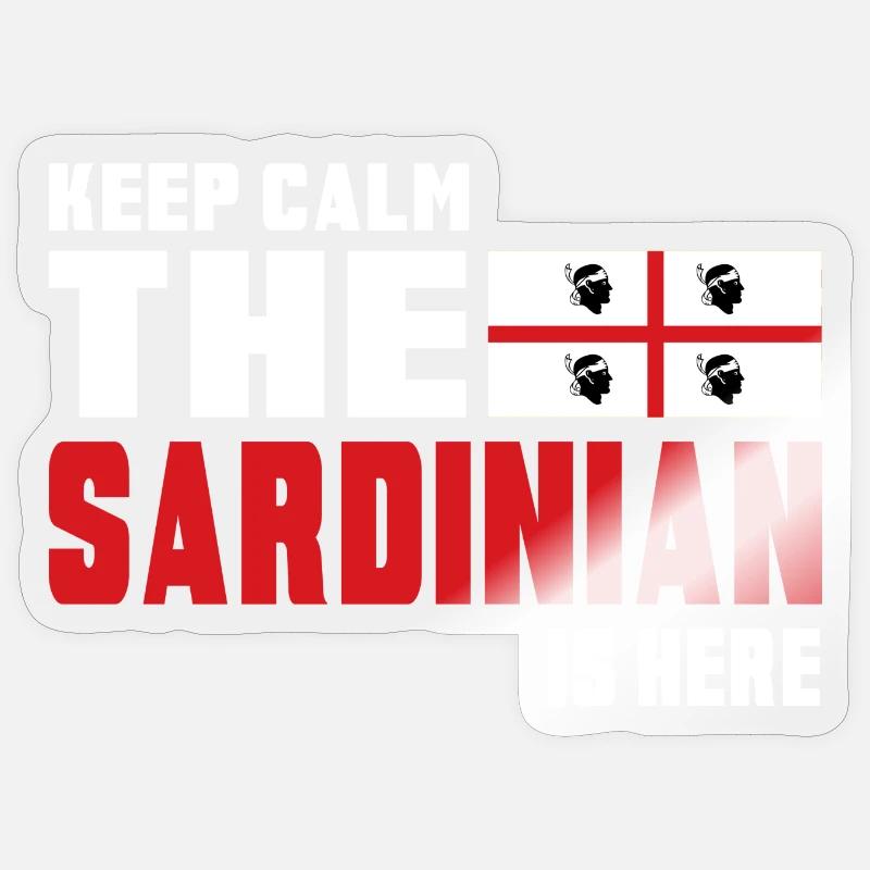 Keep Calm Sardinia flag design - Sticker size S (10 x 10 cm) - transparent glossy