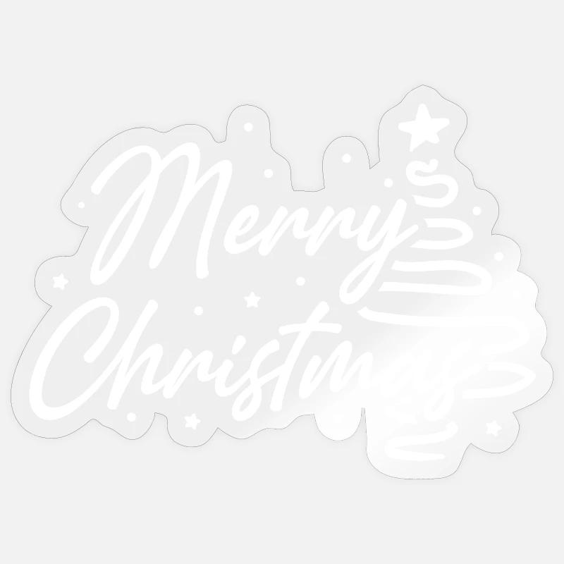 Merry Christmas Script Tree - Sticker size S (10 x 10 cm) - transparent glossy