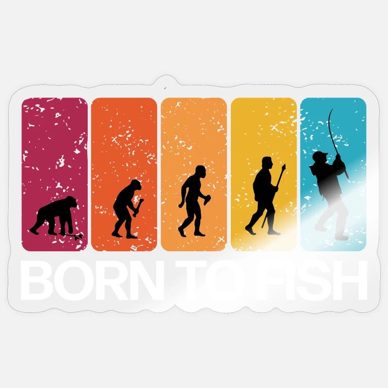 Born to Fish - Angler Evolution Sticker Größe S (10 x 10 cm)