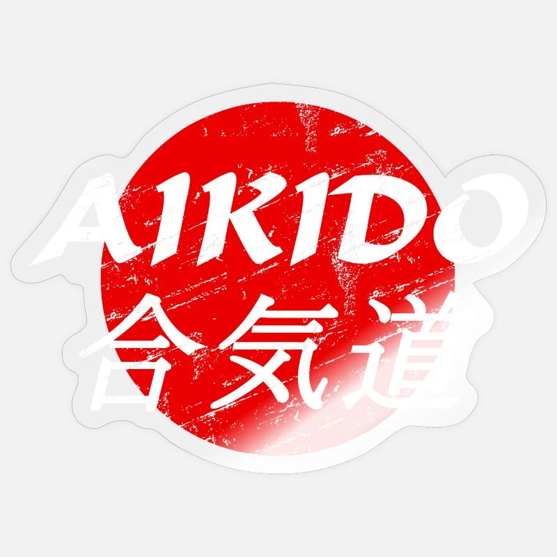 Aïkido - Sticker taille S (10 x 10 cm) - brillant transparent